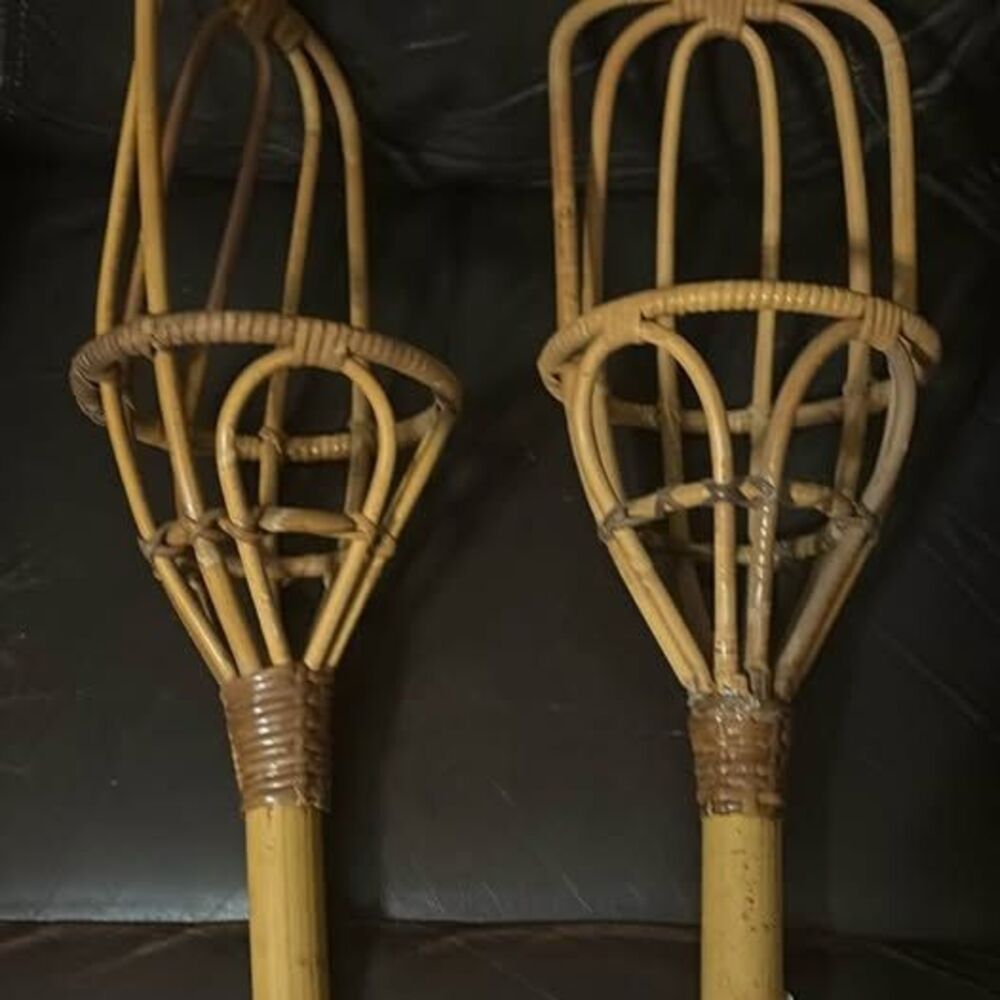 Vintage Rattan ball Raquets Set of 2